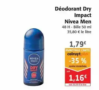 Colruyt Déodorant dry impact nivea men offre