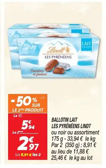 Netto Ballotin Lait Les Pyreneens Lindt offre