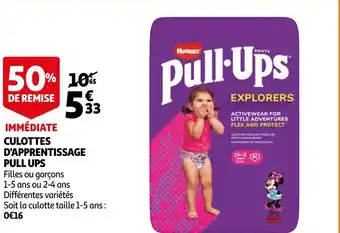 Auchan Huggies culottes d'apprentissage pull ups offre