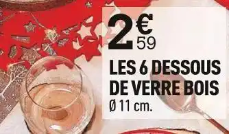 Centrakor Les 6 dessous de verre bois offre