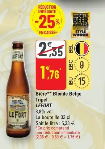 G20 Bière blonde belge tripel LEFORT offre