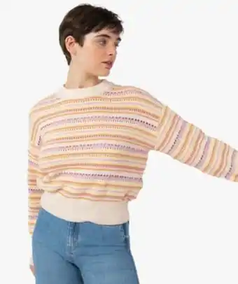 Pull femme ample en maille fantaisie ajourée vue1 - gemo(femme pap) - gemo