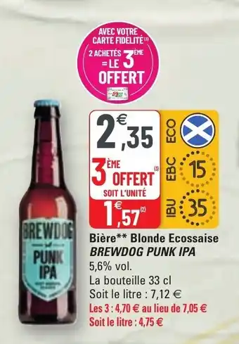 G20 Bière blonde ecossaise BREWDOG PUNK IPA offre