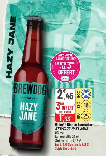 G20 Bière blonde ecossaise BREWDOG HAZY JANE offre
