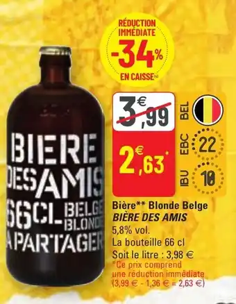 G20 Bière blonde belge BIÈRE DES AMIS offre