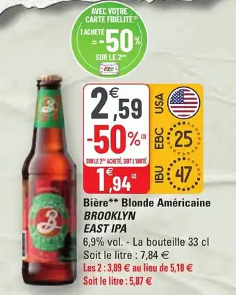 G20 Bière blonde américaine BROOKLYN EAST IPA offre