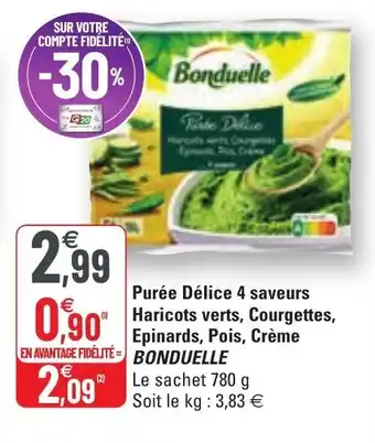 Purée délice 4 saveurs haricots verts, courgettes, epinards, pois, crème BONDUELLE