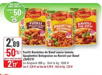 Fusilli boulettes de bœuf sauce tomate ZAPETTI