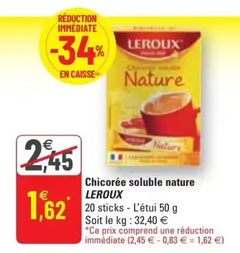 G20 Chicorée soluble nature LEROUX offre