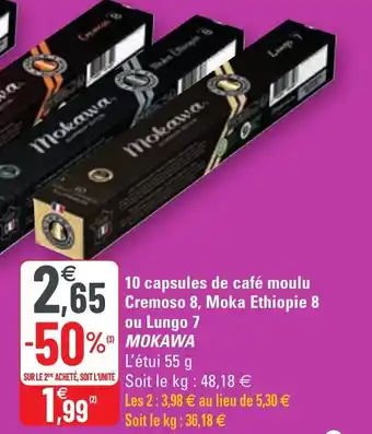 G20 10 capsules de café moulu cremoso 8 offre
