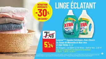 G20 Lessive liquide fraîcheur + anti-odeurs ou savon de marseille & aloé vera X-TRA offre
