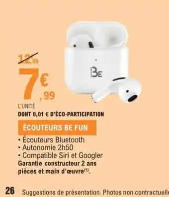 E.Leclerc Ecouteurs Be Fun offre