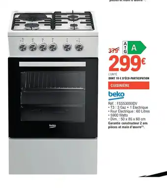 E.Leclerc Beko Cuisinière offre