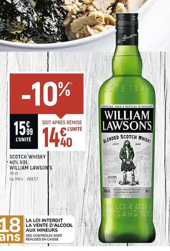 Vival Scotch Whisky 40%vol William Lawson's 70cl offre