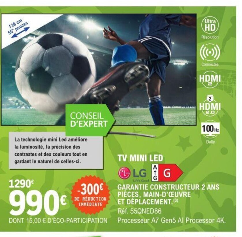 Promo Tv Mini Led chez E.Leclerc