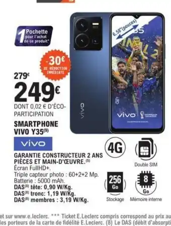 E.Leclerc Vivo Smartphone Vivo Y35 offre