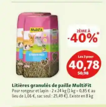 Maxi Zoo Litières granules de paille multifit offre