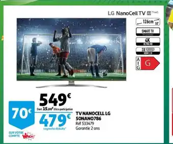 Auchan Tv Nanocell LG 50NANO786 offre