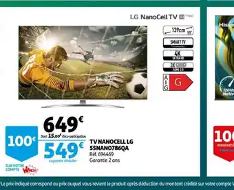 Auchan TV nanocell Lg 55Nano7866QA offre