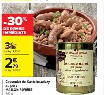 Cassoulet de castelnaudary au porc maison rivière