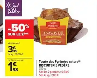 Carrefour Tourte des pyrénées nature biscuiterie védère offre