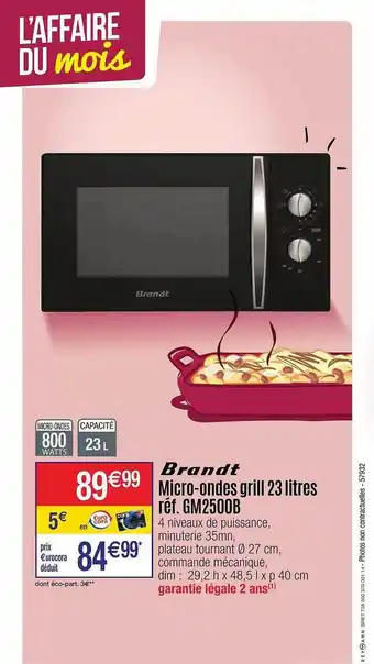 Cora x Carrefour Micro-ondes grill 23 litres brandt offre