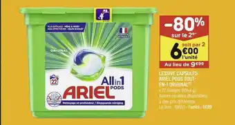 Leader Price Lessive capsules ariel pods tout-en-1 original offre