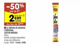 Leader Price Le bâton de berger l'original justin bridou offre