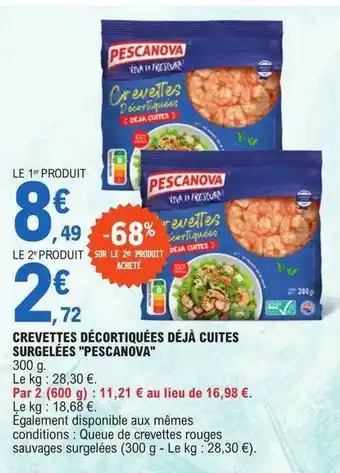 E.Leclerc Crevettes décortiquées déjà cuites surgelées offre