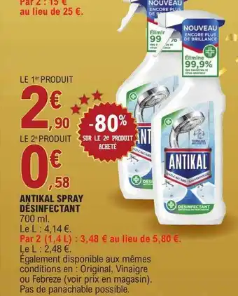E.Leclerc Antikal spray désinfectant offre