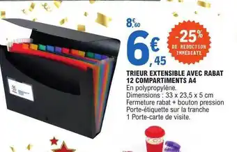 E.Leclerc Trieur extensible avec rabat 12 compartiments a4 offre