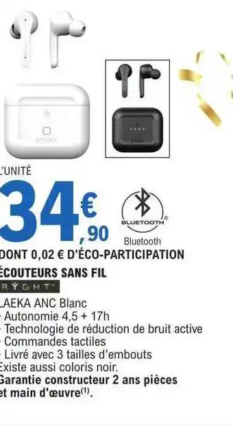 E.Leclerc Écouteurs sans fil ryght offre