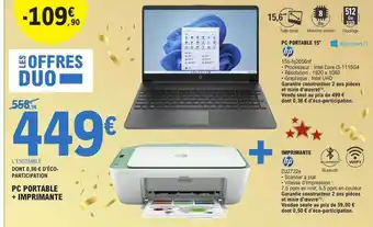 E.Leclerc Pc portable + imprimante hp offre
