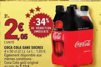 E.Leclerc Coca cola sans sucres offre