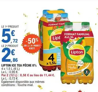 E.Leclerc Lipton ice tea pêche 0% offre