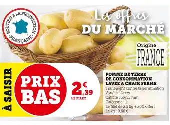 Super U Pomme de terre de consommation lavee a chair ferme offre