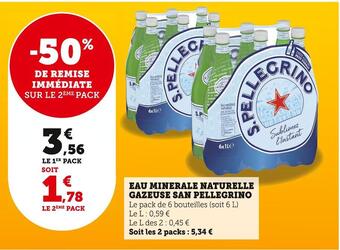 Super U San pellegrino eau minerale naturelle gazeuse offre