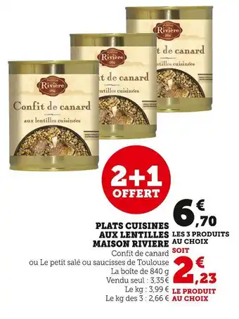 Super U Maison riviere plats cuisines aux lentilles offre