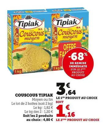 Super U Tipiak couscous offre