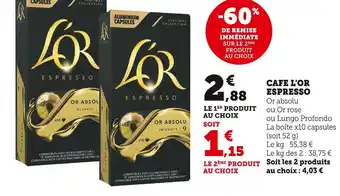 Super U L'or cafe l'or espresso offre