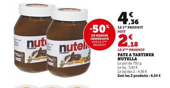 Super U Nutella pate a tartiner offre