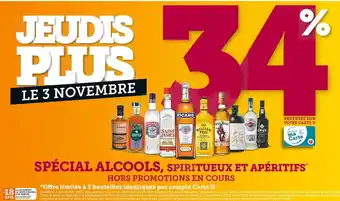 34% reversés sur votre carte u sur les spécial alcools, spiritueux et apéritifs