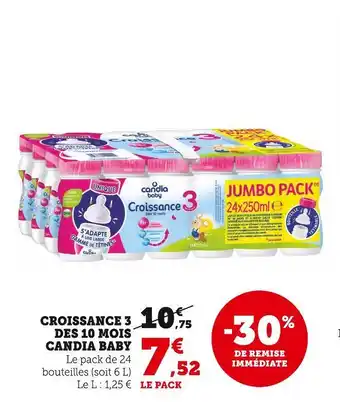 Super U Candia baby croissance 3 des 10 mois offre