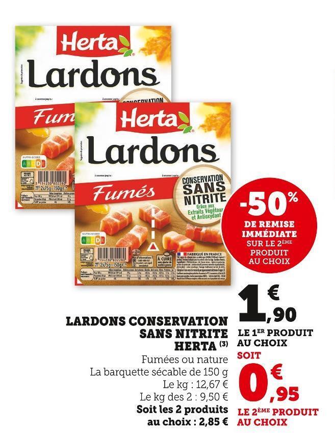 Promo Lardons lardons conservation sans nitrite (3) chez Super U
