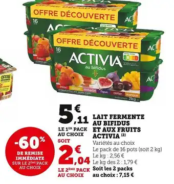 Super U Danone lait fermente au bifidus et aux fruits offre