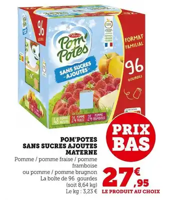 Super U Materne pom'potes sans sucres ajoutes offre