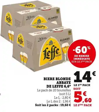 Super U Leffe biere blonde abbaye offre