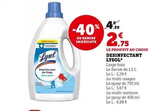 Super U Lysol desinfectant offre