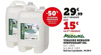 Super U Mieuxa vinaigre menager surpuissant 20l offre