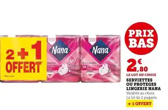 Super U Nana serviettes ou proteges lingerie offre